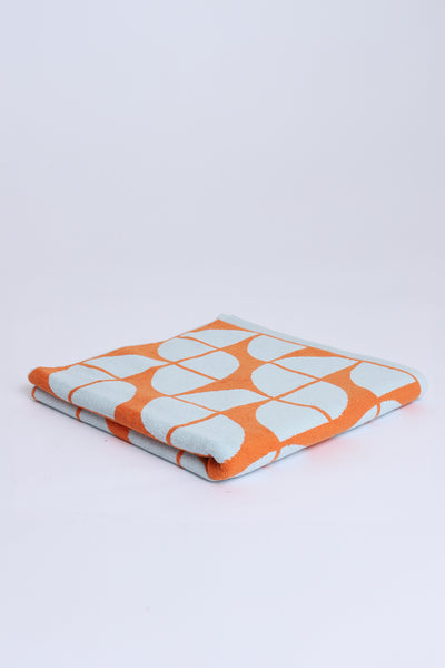 ARID Chelsea Bath Sheet, Arctic Blue and Tangerine